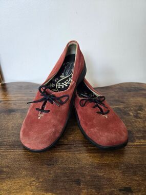 Aetrex Burgundy Suede Lace Up Loafers Flats Comfort Orthotic Shoes